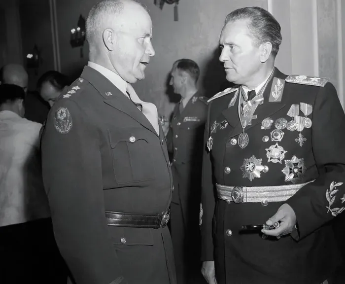 Framed Print : General John C.H. Lee with Marshal Josip Broz Tito