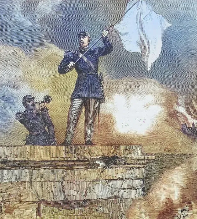 Framed Print : General Lauriston as envoy on the gate of Sedan, illustrated war history, German, French war 1870-1871, Germany, France Framed Print : General Lauriston as envoy on the gate of Sedan, illustrated war history, German, French war 1870-1871, Germany, France