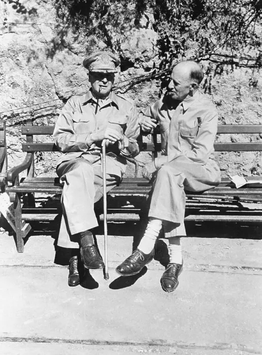 Framed Print : General MacArthur Chatting with Francis Sayre Framed Print : General MacArthur Chatting with Francis Sayre