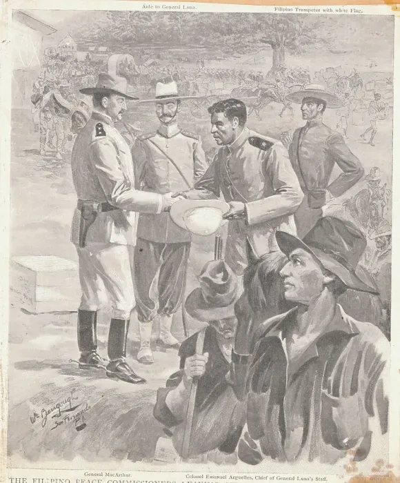 Framed Print : General MacArthur Meeting with Emanuel Arguelles Framed Print : General MacArthur Meeting with Emanuel Arguelles