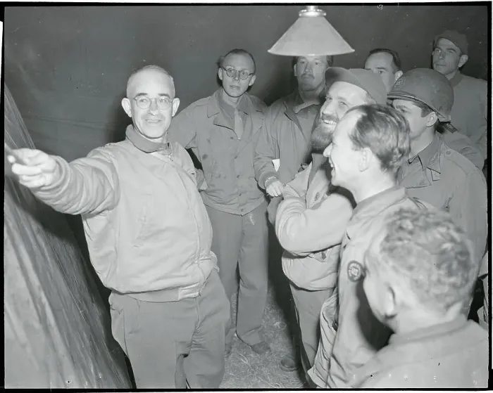 Framed Print : General Omar Bradley Instructing Press on War Operations