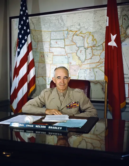 Framed Print : General Omar Bradley Sitting at Desk