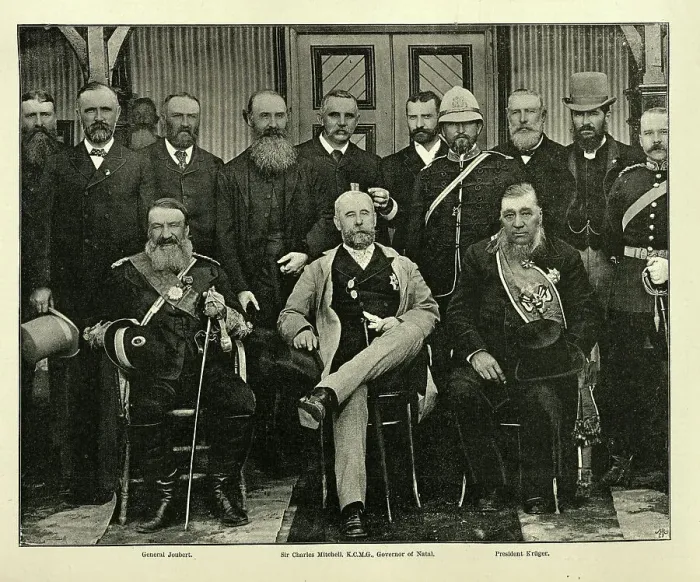 Framed Print : General Piet Joubert, Sir Charles Mitchell Governor of Natal, and President Paul Kruger, 1891 Framed Print : General Piet Joubert, Sir Charles Mitchell Governor of Natal, and President Paul Kruger, 1891
