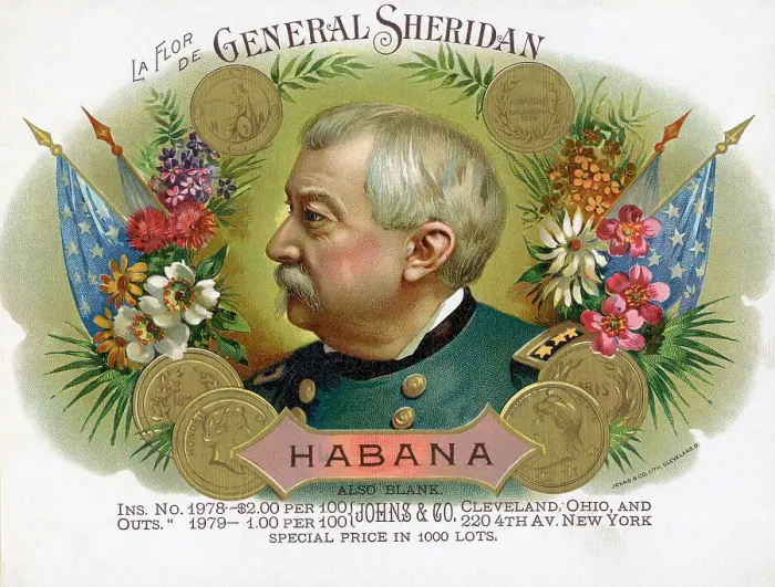 Framed Print : General Sheridan Portrait On Cigar Box Framed Print : General Sheridan Portrait On Cigar Box