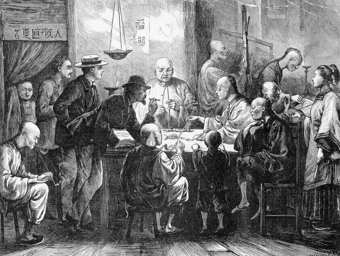 Framed Print : General View Asians and Europeans Gambling