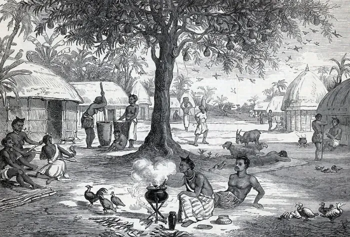 Framed Print : General View Illus. Ashanti Village Life Framed Print : General View Illus. Ashanti Village Life