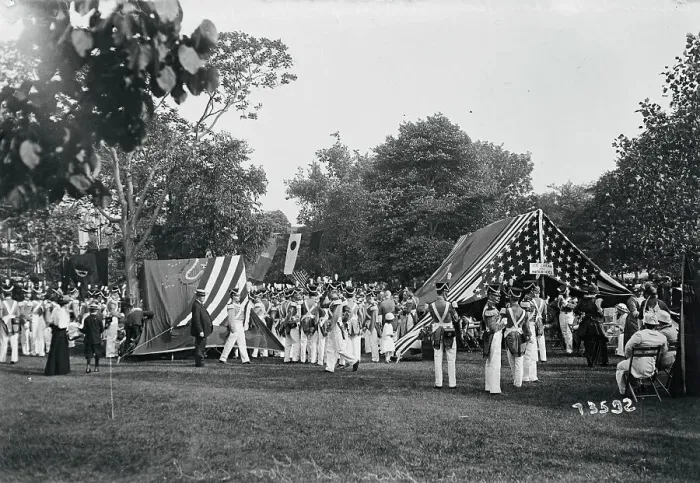 Framed Print : General View of Lawn Party at Fort Jay Framed Print : General View of Lawn Party at Fort Jay