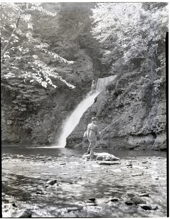 Framed Print : General View Of A Man Fishing In Stream Framed Print : General View Of A Man Fishing In Stream