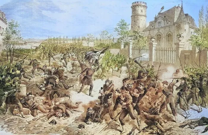 Framed Print : General von Budritzki and the 2nd battalion of the grenadiers guard regiment at the entrance to Le Bourget, illustrated war history, German, French war 1870-1871, Germany, France Framed Print : General von Budritzki and the 2nd battalion of the grenadiers guard regiment at the entrance to Le Bourget, illustrated war history, German, French war 1870-1871, Germany, France
