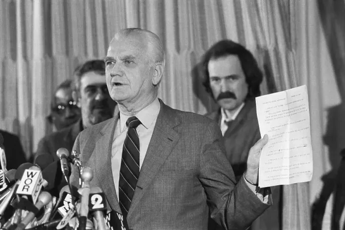 Framed Print : General Westmoreland Holds Up Copy of Statement Framed Print : General Westmoreland Holds Up Copy of Statement