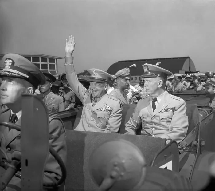 Framed Print : Generals Eisenhower and Marshall Riding in Motorcade Framed Print : Generals Eisenhower and Marshall Riding in Motorcade