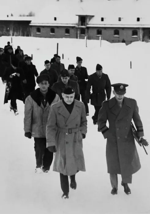 Framed Print : Generals Inspect Displaced Persons Camp Framed Print : Generals Inspect Displaced Persons Camp