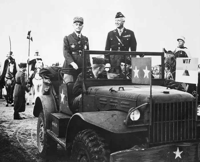 Framed Print : Generals Patton and Nogues Review Troops Framed Print : Generals Patton and Nogues Review Troops