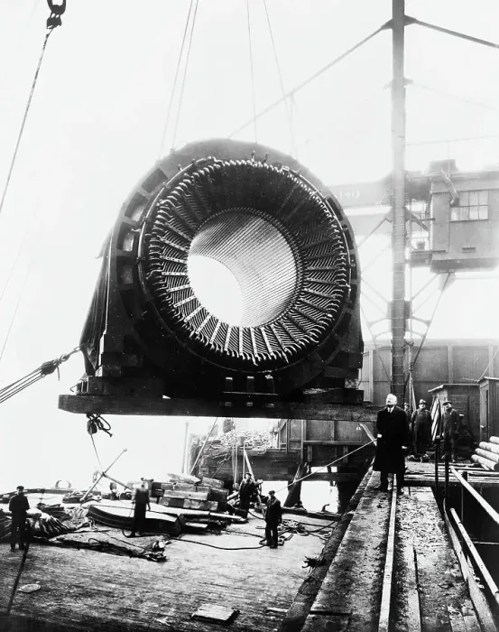 Framed Print : Generator Hoisted By Crane Framed Print : Generator Hoisted By Crane