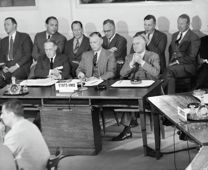 Framed Print : Geneva Conference Members in Session