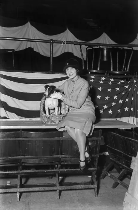 Framed Print : Genevieve Tobin with Dog at Kennel Club Show Framed Print : Genevieve Tobin with Dog at Kennel Club Show