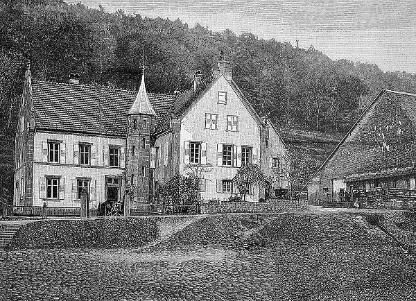 The Gensburg cottage near Niedeck Castle, Alsace, France, intended as a royal hunting lodge, Historic, digitally restored reproduction of an original 19th-century master copy