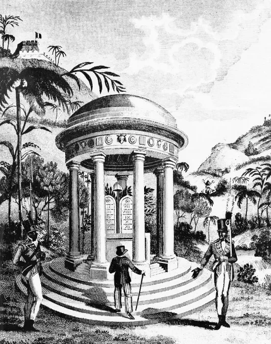 Framed Print : Gentleman Admiring the Haitian Temple Framed Print : Gentleman Admiring the Haitian Temple