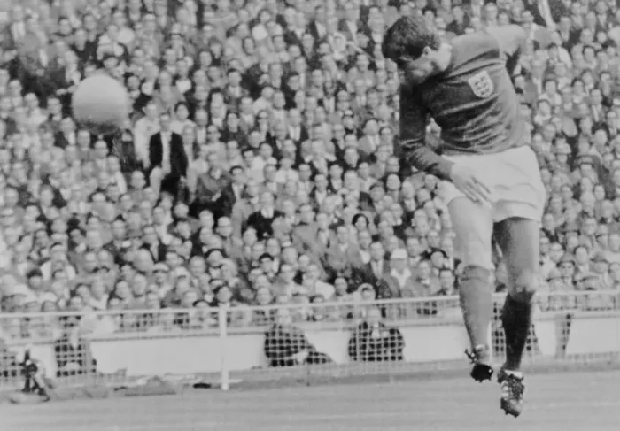 Framed Print : Geoff Hurst Heading the Ball Framed Print : Geoff Hurst Heading the Ball