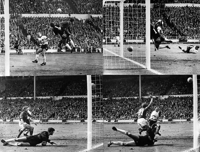 Framed Print : Geoff Hurst in Four Picture Sequence Framed Print : Geoff Hurst in Four Picture Sequence