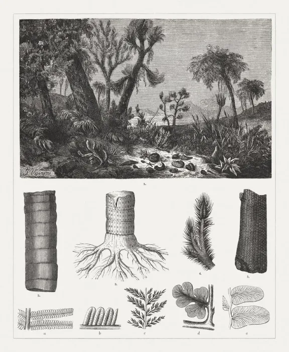 Framed Print : Geologic period Carboniferous, wood engravings, published 1894 Framed Print : Geologic period Carboniferous, wood engravings, published 1894