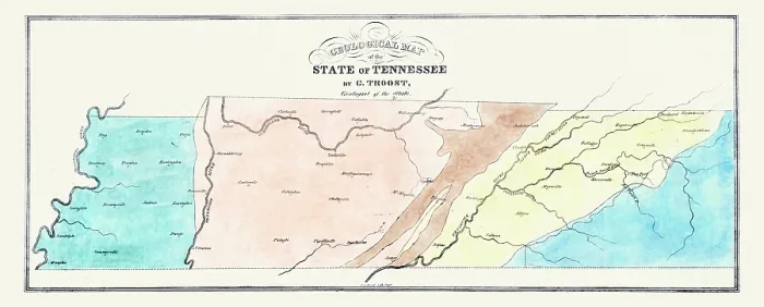 Framed Print : Geological map of the state of Tennessee Framed Print : Geological map of the state of Tennessee