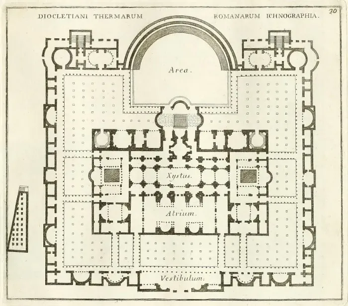 Framed Print : Geometric plan of the Baths of Diocletian, where the Convent of the Certonni is located, historical Rome, Italy, digital reproduction of an original 17th century template, original date unknown Framed Print : Geometric plan of the Baths of Diocletian, where the Convent of the Certonni is located, historical Rome, Italy, digital reproduction of an original 17th century template, original date unknown
