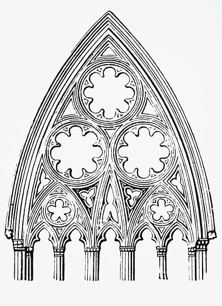 Geometric tracery decorating Gothic window