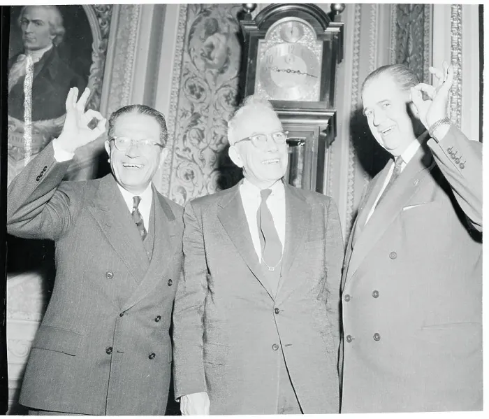 Framed Print : George Aiken Speaking With Colleagues