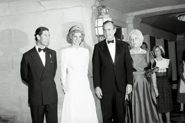 Framed Print : George and Barbara Bush Posing with Prince and Princess of Wales Framed Print : George and Barbara Bush Posing with Prince and Princess of Wales