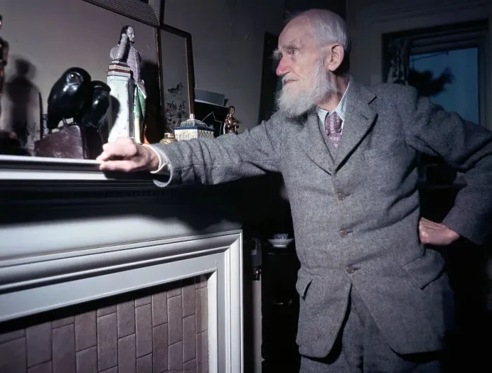 Framed Print : George Bernard Shaw Standing at Mantel Framed Print : George Bernard Shaw Standing at Mantel