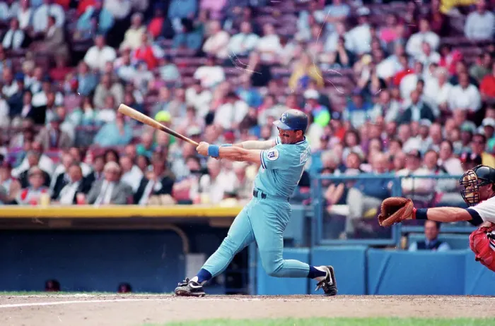 Framed Print : George Brett Fully Extended In Swining Framed Print : George Brett Fully Extended In Swining