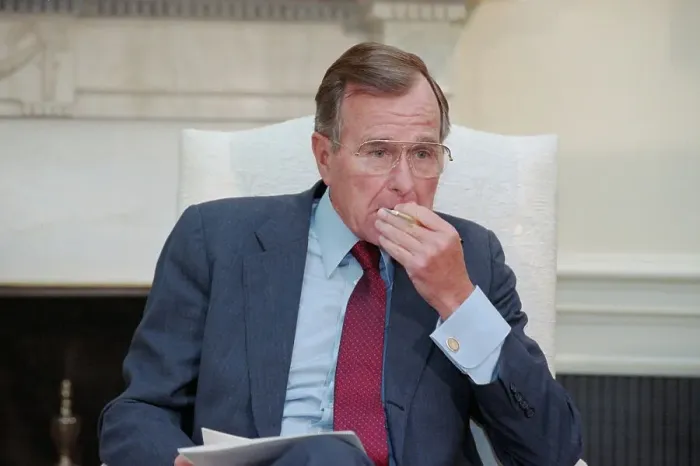 Framed Print : George Bush Answering Questions for Press Framed Print : George Bush Answering Questions for Press