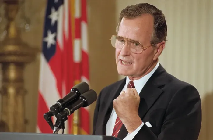 Framed Print : George Bush Attending News Conference Framed Print : George Bush Attending News Conference