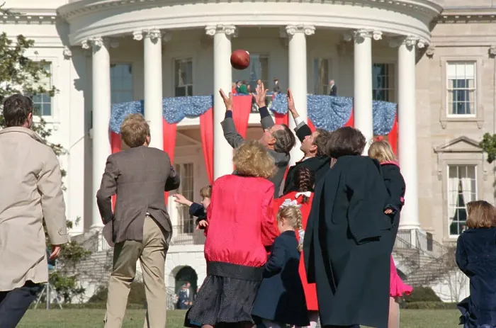 Framed Print : George Bush Catching Football Framed Print : George Bush Catching Football