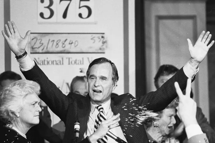 Framed Print : George Bush Celebrating Election as Vice President Framed Print : George Bush Celebrating Election as Vice President