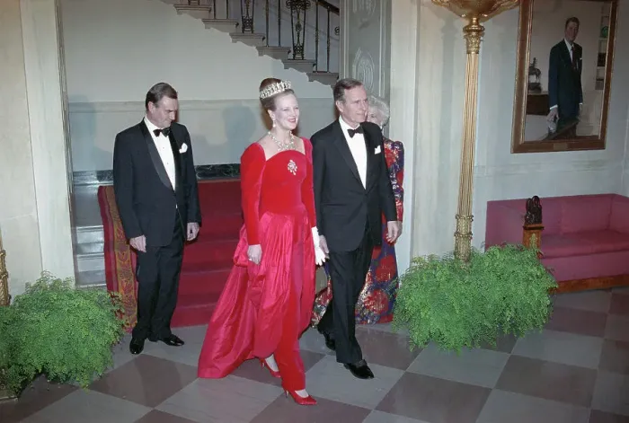 Framed Print : George Bush Escorting Denmark's Queen Framed Print : George Bush Escorting Denmark's Queen