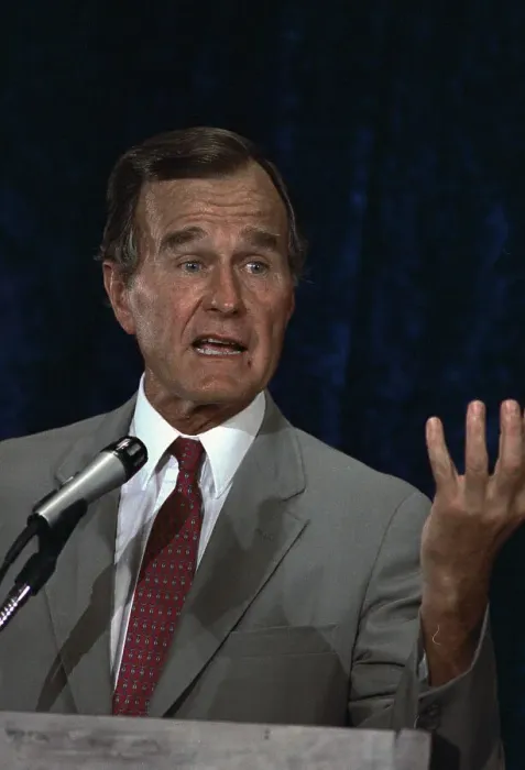Framed Print : George Bush Gesturing with His Hand Framed Print : George Bush Gesturing with His Hand