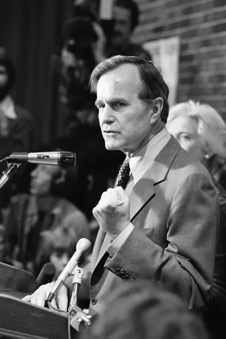 Framed Print : George Bush Gesturing At Microphone Framed Print : George Bush Gesturing At Microphone