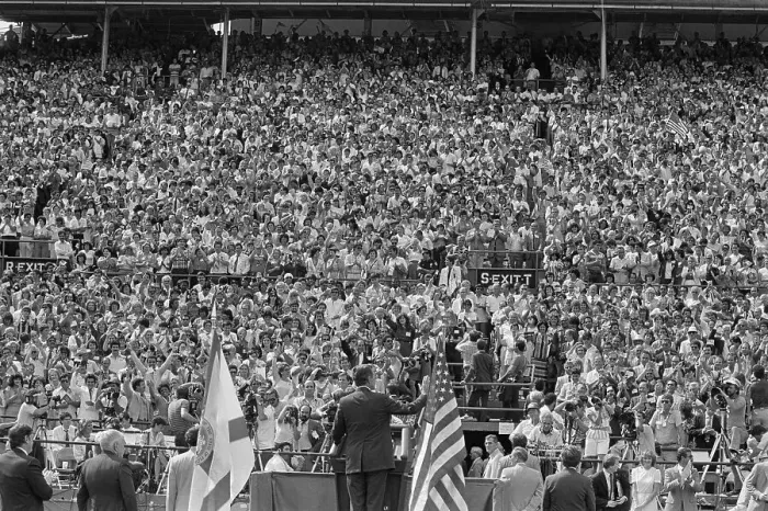 Framed Print : George Bush Greeting Crowd of People Framed Print : George Bush Greeting Crowd of People