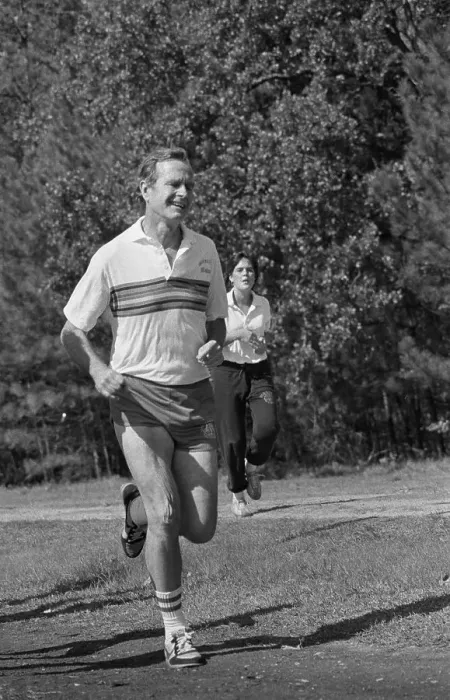 Framed Print : George Bush Jogging Framed Print : George Bush Jogging