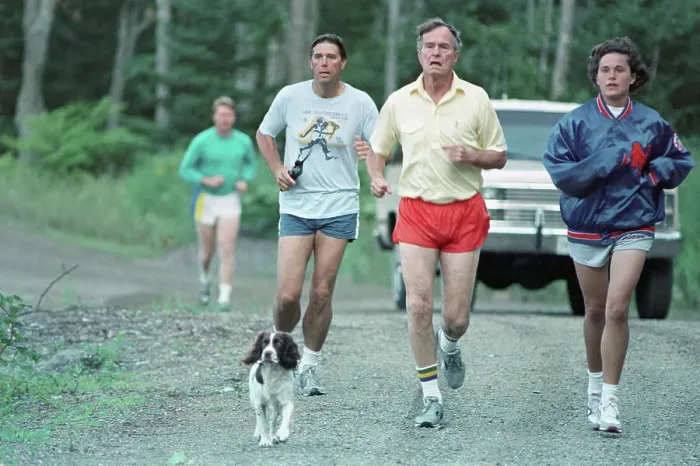Framed Print : George Bush Jogging Framed Print : George Bush Jogging