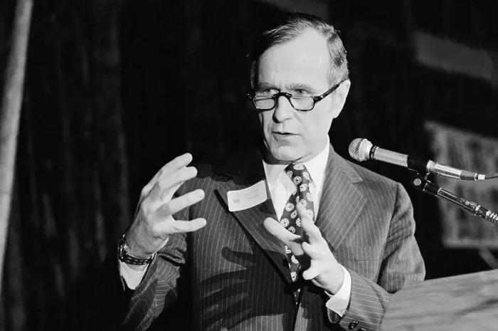 Framed Print : George Bush Looks at Hands During Speech Framed Print : George Bush Looks at Hands During Speech