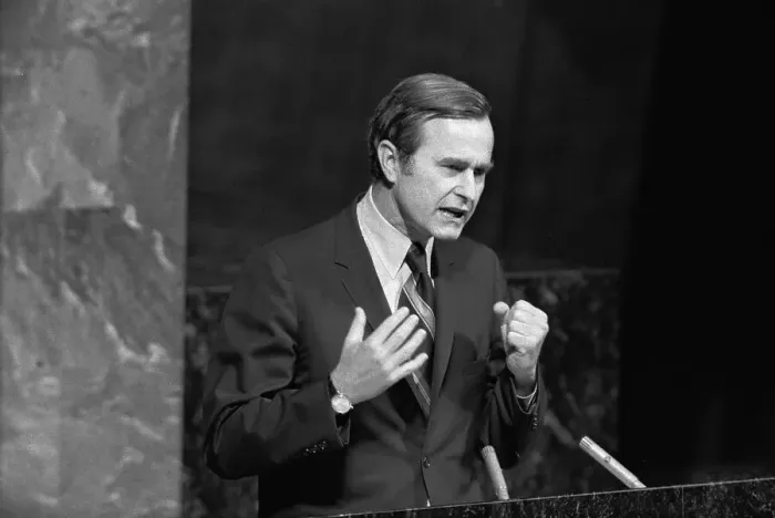 Framed Print : George Bush Making an Address Framed Print : George Bush Making an Address