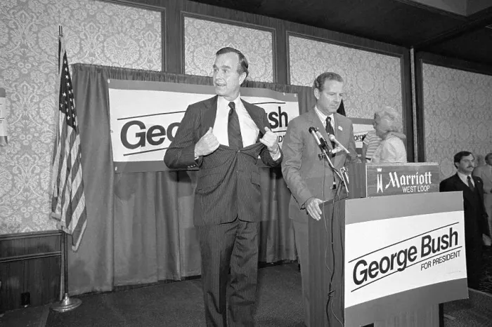 Framed Print : George Bush Opening His Suit Jacket Framed Print : George Bush Opening His Suit Jacket