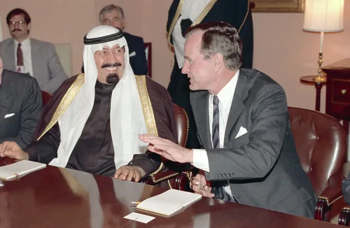 Framed Print : George Bush and Prince Abdullah Conversing Framed Print : George Bush and Prince Abdullah Conversing