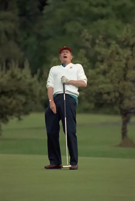 Framed Print : George Bush Reacting to Missing Putt Framed Print : George Bush Reacting to Missing Putt