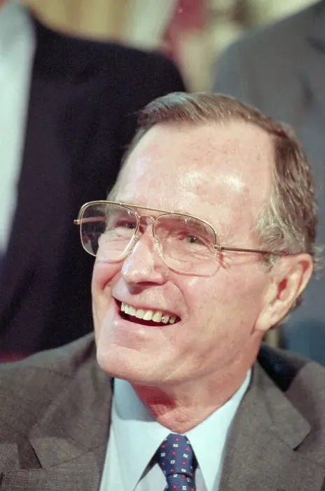 Framed Print : George Bush Smiling to Reporters Framed Print : George Bush Smiling to Reporters