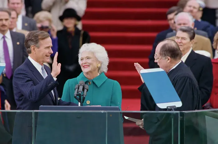 Framed Print : George Bush Being Sworn In Framed Print : George Bush Being Sworn In