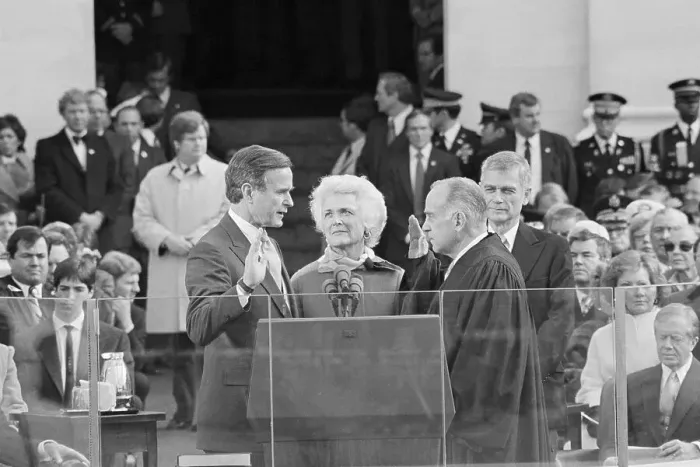 Framed Print : George Bush Taking Oath